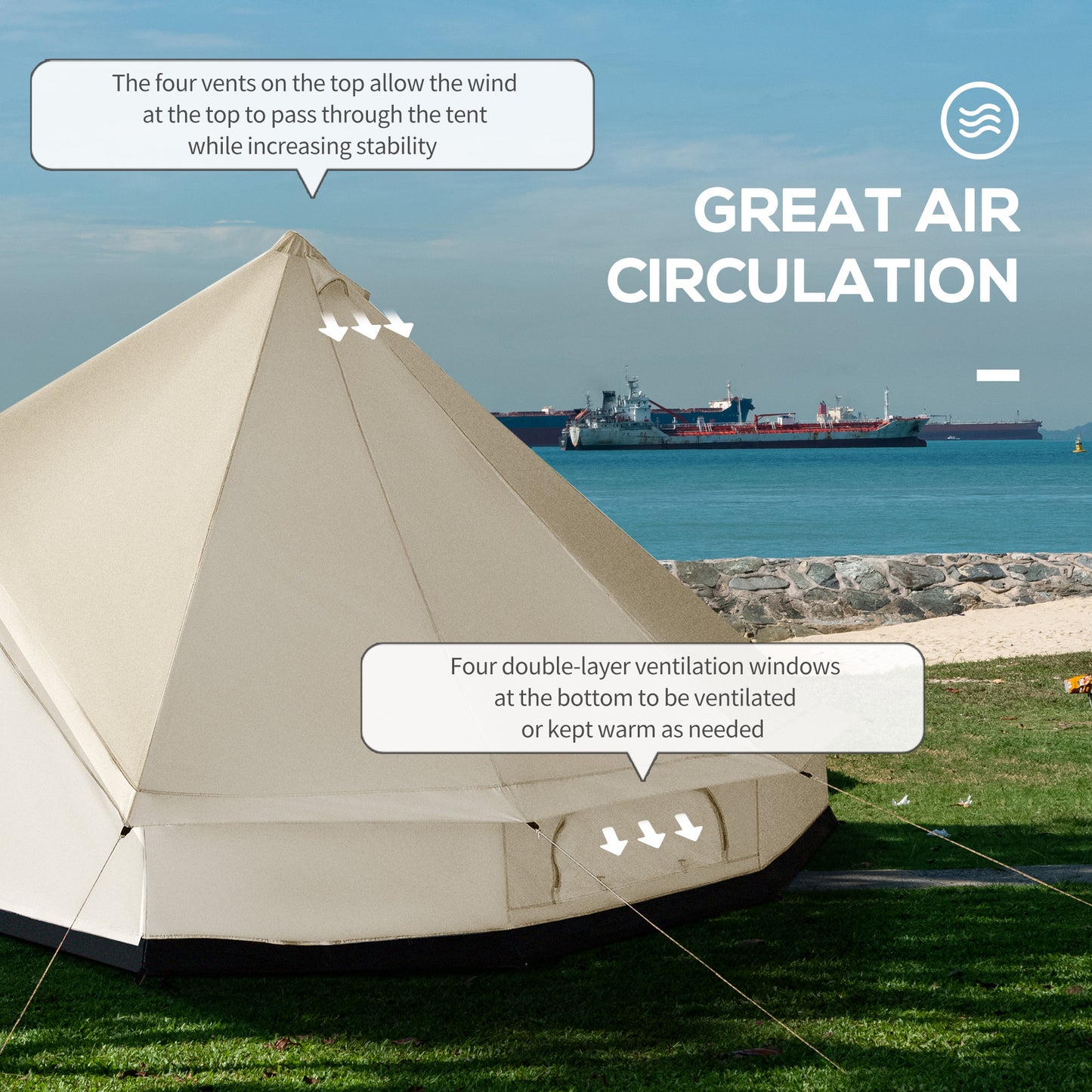 Blue 10-Person Large Waterproof Yurt Camping Tent, Perfect for Family Camping