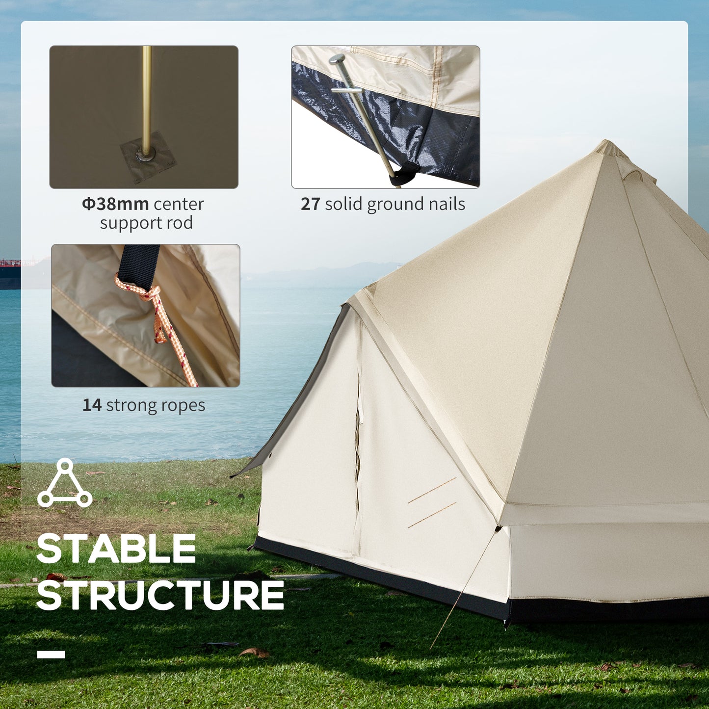 Blue 10-Person Large Waterproof Yurt Camping Tent, Perfect for Family Camping